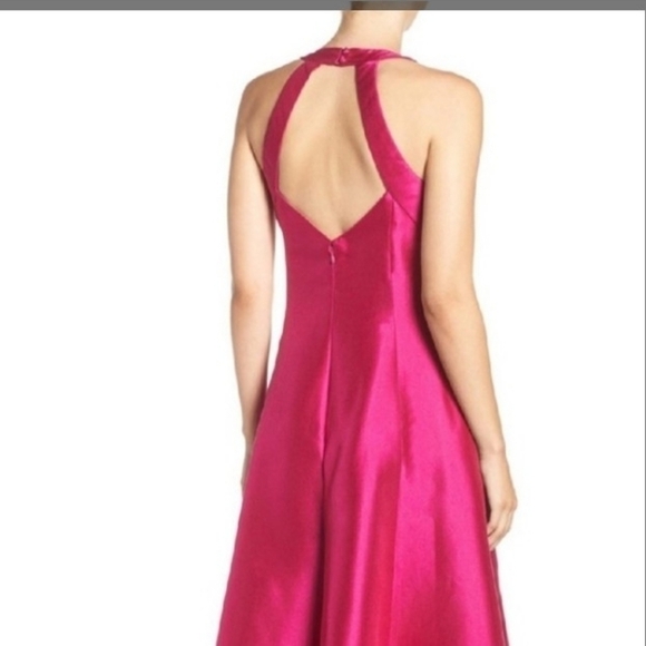𝅺Eliza J Fuschia Embellished Neck Mikado Gown - Picture 3 of 13
